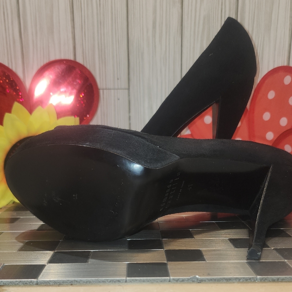 Edmundo Castillo Elegant Black Suede Peep-Toe Heels - Picture 7 of 9
